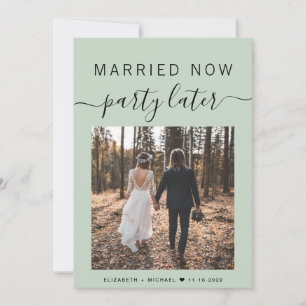 Carte Parti Marié Maintenant Plus Tard Photo Sage Green 