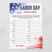 Carte Parti Patriotique Jeu de la Fête du Travail Améric (Devant)