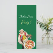 Carte PARTI PIZZA ITALIEN, PIZERIA, noir, vert (Debout devant)