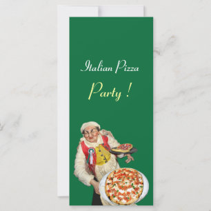 Carte PARTI PIZZA ITALIEN, PIZERIA, noir, vert
