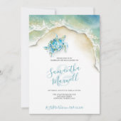 Carte Partie d'engagement Aquarelle de tortue de mer tro (Devant)