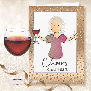 Carte Parties scintillant 80e anniversaire Female Red Wi