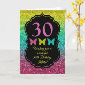 Carte Parties scintillant arc-en-ciel Gradient Joyeux an (Fleur jaune)