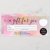 Carte Parties scintillant arc-en-ciel logo de certificat (Devant / Derrière)