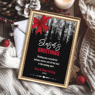 Carte Parties scintillant arc rouge chic lumières Noël n