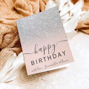 Carte Parties scintillant argent chic moderne ombre 2 ph