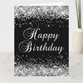 Carte Parties scintillant Argent Noir Joyeux Anniversair (Devant)
