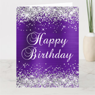 Carte Parties scintillant Argent Purple Foil Gros annive
