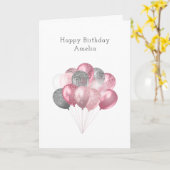 Carte Parties scintillant Balloon Bunch rose et argent A (Fleur jaune)