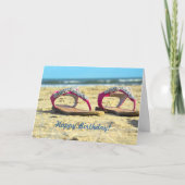 Carte Parties scintillant Beach Sandals Joyeux anniversa (Devant)