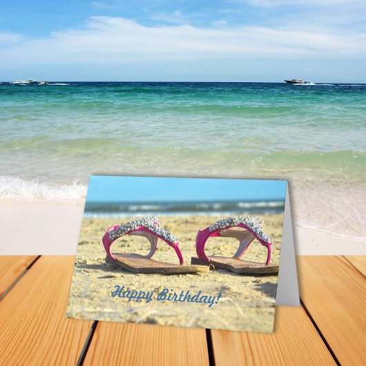 Carte Parties scintillant Beach Sandals Joyeux anniversa