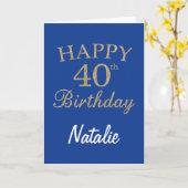 Carte Parties scintillant bleue et or 40e Anniversaire C (Fleur jaune)