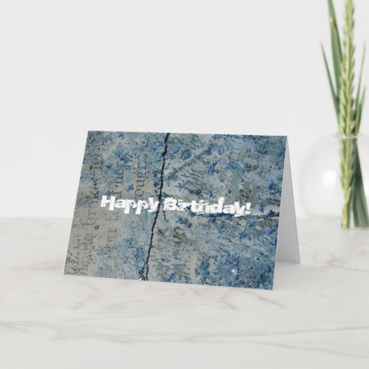 Carte Parties scintillant Bleue Papier Vintage, Joyeux A (Devant)