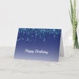 Carte Parties scintillant bleues tendance Anniversaire