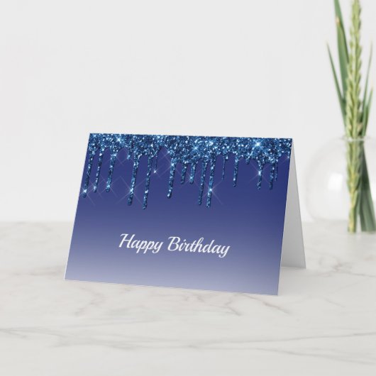 Carte Parties scintillant bleues tendance Anniversaire (Devant)