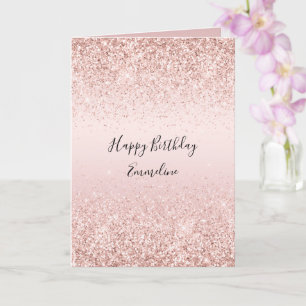 Carte Parties scintillant brillante rose pâle