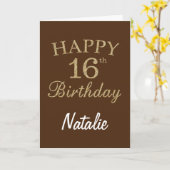 Carte Parties scintillant Brown et or 16e anniversaire C (Fleur jaune)