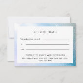 Carte PARTIES SCINTILLANT BUSINESS CERTIFICACE cadeau po (Dos)