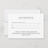 Carte PARTIES SCINTILLANT BUSINESS CERTIFICACE cadeau po (Dos)