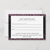 CARTE PARTIES SCINTILLANT CADEAU DE CERTIFICAT D'ENTREPR (Dos)