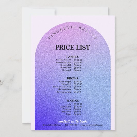 Carte Parties scintillant Coiffeuse ongle Beauté Salon T (Devant)