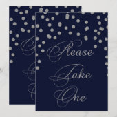 Carte Parties scintillant confetti marine argent s'il vo (Devant / Derrière)