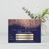 Carte Parties scintillant Cuivre bleu marine certificat  (Debout devant)