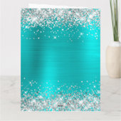 Carte Parties scintillant d'argent bleu turquoise Gros a (Dos)