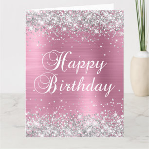 Carte Parties scintillant d'argent Dusty rose Gros anniv