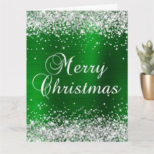 Carte Parties scintillant d'argent Green Foil Grand Joye