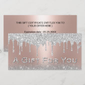 Carte Parties scintillant d'argent Rose certificats cade (Devant / Derrière)