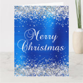 Carte Parties scintillant d'argent Royal Blue Foil Big J (Devant)