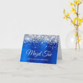 Carte Parties scintillant d'argent Royal Blue Mazel Bat  (Fleur jaune)