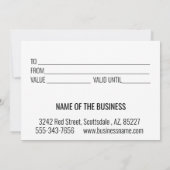 Carte Parties scintillant de certificat cadeau Rose Gold (Dos)