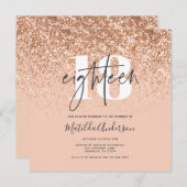 Carte Parties scintillant de pêche moderne fille typogra (Devant / Derrière)