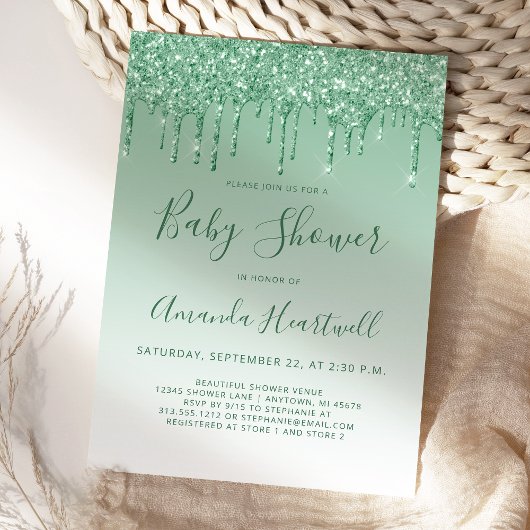 Carte Parties scintillant de séchage de verre Baby showe