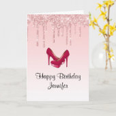 Carte Parties scintillant de séchage rose moderne talons (Fleur jaune)