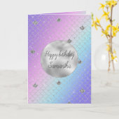 Carte Parties scintillant de sirène d'argent d'Aqua rose (Fleur jaune)