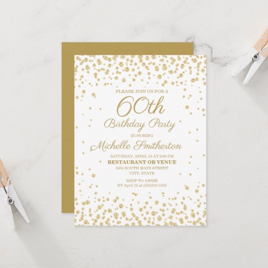 Carte Parties scintillant Diamond Or Blanc 60e anniversa (Devant/Arrière en situation)