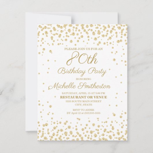 Carte Parties scintillant Diamond Or Blanc 80e anniversa (Devant)