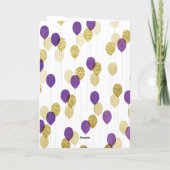 Carte Parties scintillant d'or Ballons violets Joyeux 70 (Dos)