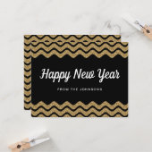 Carte Parties scintillant d'or Blanc Chevron Stripes Nou (Devant/Arrière en situation)