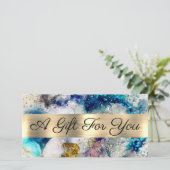 Carte Parties scintillant d'or bleu aquarelle certificat (Debout devant)