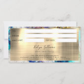 Carte Parties scintillant d'or bleu aquarelle certificat (Dos)