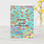 Carte Parties scintillant d'or bleu bleu rose violet Aqu (Fleur jaune)