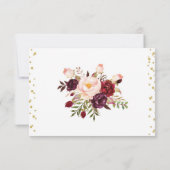 Carte Parties scintillant d'or Burgundy Blush Floral Wed (Dos)