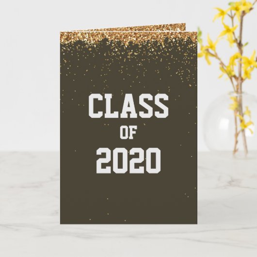 Carte Parties scintillant d'or Classe de diplôme (Fleur jaune)