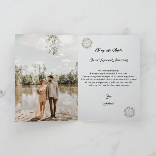 Carte Parties scintillant d'or Diamond Gem 75e anniversa (Intérieur)