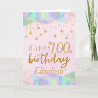 Carte Parties scintillant d'or glamour 100e anniversaire