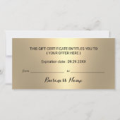 Carte Parties scintillant d'or moderne certificats-cade (Dos)